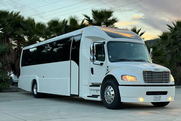 white party bus exterior