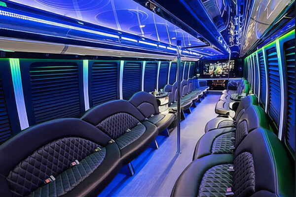 white party bus interior